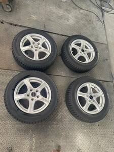 【中古】ブリジストン スタッドレスタイヤ 185/65R15 2020年製造 ホイール 15×6J ET5 114.3 5H ホイール 4本セット【フリード】