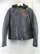 1121m14◆山羊革レザー◆ライナー付属◆Harley-Davidson ハーレーダビッドソン レザーライダースジャケット S/バイカー/ツーリング/女性_画像3