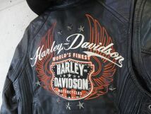 1121m14◆山羊革レザー◆ライナー付属◆Harley-Davidson ハーレーダビッドソン レザーライダースジャケット S/バイカー/ツーリング/女性_画像2