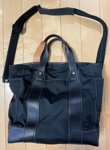 美品　COACH コーチ トートバッグ　ナイロン　レザー　ブラック