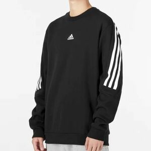 新品 adidas フューチャー アイコン スリーストライプス クルーネック スウェット HJ7846 アディダス L ブラック