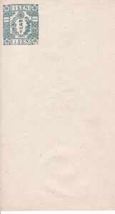 1281 手彫封皮1銭 印面文字郵便切手 角形カナ入り(ト) 未使用 裏面フラップエンボス花大型