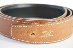 1円◆エルメス/HERMES*ベルト/バックルなし*70*茶*フランス製