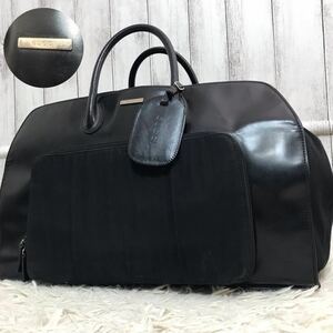 1円【入手困難】グッチ GUCCI ボストンバッグ 旅行かばん トラベルバッグ メンズ ビジネス 大容量 黒 ブラック レザー 本革 キャンバス 