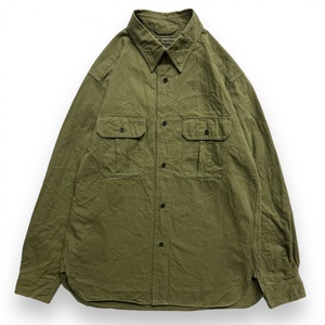 日本製 NIGEL CABOURN ナイジェルケーボン BRITISH ARMY UTILITY SHIRT イギリス軍 ユーティリティ シャツ 長袖 ミリタリー 軍物 50 カーキ