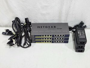 [中古] NETGEAR スイッチングハブ PoE GS108P 純正ACアダプタ付 簡易確認済み 3台セット