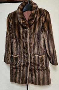  Showa Retro that time thing ... button fake fur coat Lady's M beautiful goods 