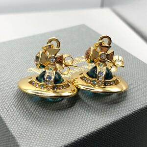 【送料無料】Vivienne Westwood ヴィヴィアン ウエストウッド タイニーオーブ ピアス ゴールド ブルー