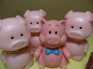 ぶた　豚　ブタ　4個セット　ＪＡ　農協　干支　貯金箱　ソフビ　昭和　レトロ　企業物　信用金庫　銀行　コインバンク　ビンテージ