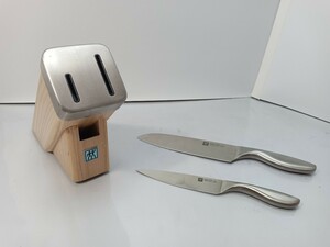 ZWILLING　ツヴィリング　ナイフブロックセット　砥石内蔵　ナイフ2本セット　三徳包丁　ペティナイフ　ステンレス