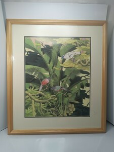 バリ絵画　鳥①　バリ島　ウブド　在銘　BALI 　インドネシア　バリアート　kutuh kuod 　w.suordono　ubud　美品