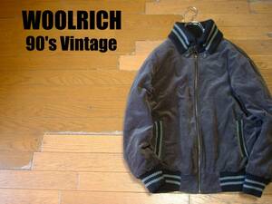 90sビンテージWOOLRICHデカリブドンキージャケット大人気M正規ウールリッチグレーベロア中綿ブルゾンVintageフライトMA-1チンスト別珍