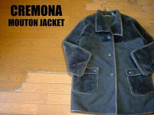 高級CREMONA羊毛ムートンジャケット美品9A3グレーMOUTONコート正規クレモナWOMENレディースボアカバーオール