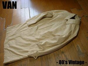 80sビンテージVAN JACKET INC.着脱ブランケットライナー付きステンカラーコートMベージュ正規バンヴァンVINTAGEジャケットアイビールック