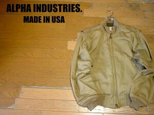 USA製ALPHA INDUSTRIES.カーキタンカースジャケットT-1美品40R米国製N-1正規アルファN1アーミーUSN T-1 U.S.NAVYボアジャン海軍MADE IN USA