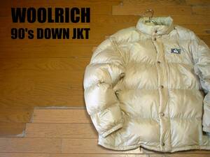 90sビンテージWOOLRICHヌプシダウンジャケットLLベージュXL正規ウールリッチNUPTSE DOWN VESTアウトドアVINTAGE羽毛ブルゾン