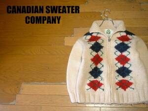 名門カナダ製CANADIAN SWEATER COMPANY LTD.カウチンセーターWOMENレディース正規MADE IN CANADAハンドニット肉厚カーディガン定価42,000円