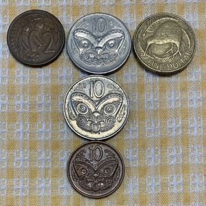 ● 【中古】ニュージーランド 　2、10セント、1ドル　硬貨計5枚　コイン