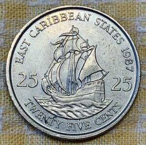 ● 【中古】英領、東カリブ 　25セント　1987年　硬貨　コイン