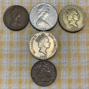 ● 【中古】ニュージーランド  2、10セント、1ドル 硬貨計5枚 コインの画像6