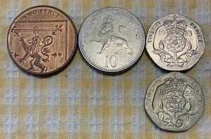 ● 【中古】イギリス 2、10、20ペンス　1983〜2013年　硬貨　コイン