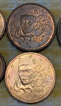 ● 【中古】ユーロセント　フランス発行　1、2、5、10ユーロセント　計6枚2001〜2014年　硬貨　コイン_画像3