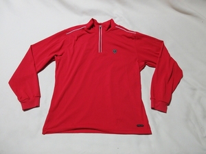 L-534★ナイキゴルフ・DRI-FIT♪赤色/ハーフジップ長袖シャツ(XL)レディース★