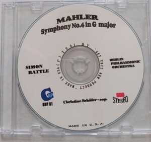 ラトル / BPO シェーファー(S)　マーラー：交響曲第4番　1998年2月20日　ベルリン、フィルハーモニーでのライヴ　CD-R、裏青盤　中古品