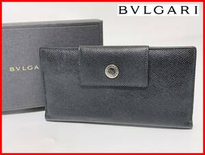 即決 BVLGARI ブルガリ 三つ折り 長財布 黒 箱付 ウォレット レディース メンズ D10