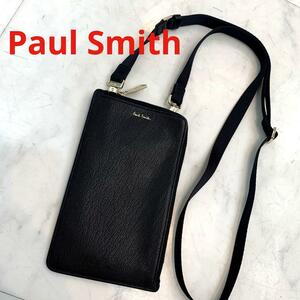 * beautiful goods *PAUL SMITH mobile pochette phone bag leather black 