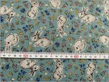 mets★計5.75m*forest friends rabbit garden*シーチング*blue*31E_画像3