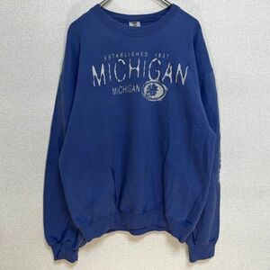 ジャージーズ　90s　スウェット　ミシガン　カレッジロゴ　裏起毛　紫水色80 古着　入手困難　激レア　希少 人気 袖ロゴ　スリーブロゴ