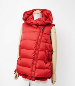 モンクレール/MONCLER*LAURIE*ダウンベスト*ジャケット*フード*裾リブニット*レッド系*レディース