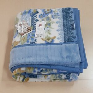 西川　泉州　アクリルマイヤー毛布　二枚合わせ　パチパチしにくい制電素材　ブルー　シングルサイズ　日本製