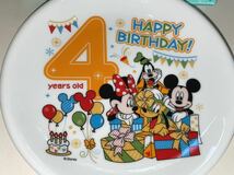 ディズニー ミッキー＆ミニー＆プルート＆グーヒー◆４歳 バースデー 皿 プレート◆ お誕生日プレート ４歳 陶器 未使用_画像9