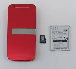 5914 softbank 001SH ソフトバンク ガラケー 携帯電話 初期化済み SDカード、バッテリー付 赤 