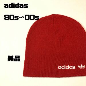 希少　90s 00s adidas アディダス 刺繍ロゴ　ニット帽　ビーニー