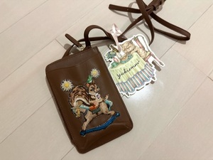  franc shuli.franchelippeeyuki emo nyukiemon embroidery . purse smartphone pochette new goods tag attaching tamao world 