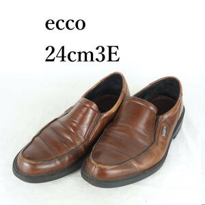 MK3233*ecco*エコー*メンズシューズ*24cm3E*茶