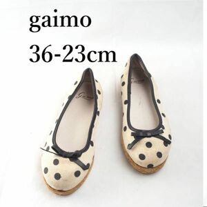 LK6967*gaimo*ガイモ*レディースバレエシューズ*36-23cm*アイボリー×黒水玉