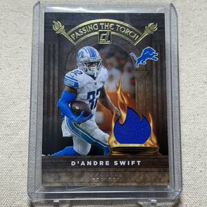 D'Andre Swift Barry Sanders Memorabilia /199 Passing The Torch 2022 Panini Donruss Football NFL