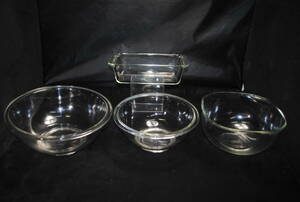 /. 912. Pyrex 4 point set heat-resisting glass bowl rectangle bowl pound cake type rectangle 