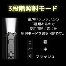 懐中電灯 LEDライト 強力照射 超小型 USB充電式 ズーミングライト 爆光_画像2