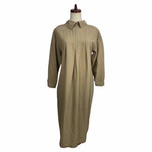  beautiful goods jurgenlehl Jurgen Lehl lady's beige long sleeve wool One-piece dress 