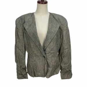 Vintage GUCCI Vintage Gucci lady's gray linen jacket outer garment 