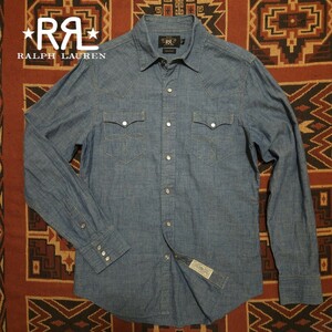 【逸品】 RRL Indigo Chambray Western Shirt 【M】 インディゴ シャンブレー ウエスタン シャツ 本藍染 デニム コンチョ Ralph Lauren