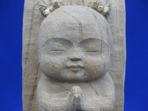 ★h☆☆【3】牧田善晴　仏像　欅ケヤキ立像　木彫り彫刻