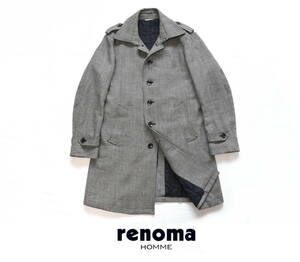 renoma HOMME｜レノマオム　ヘリンボーン織りウール100%トレンチコート sizeLL