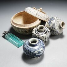 W764. 古美術品 安南 宋胡録 蓋物 小壷 計4点 まとめて / 陶器陶芸古美術時代蓋物合子_画像4