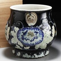 W888. 中国古玩 明代 法花 牡丹文 壺 合箱 / 陶器陶芸古美術時代花器_画像1